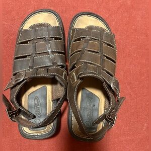 Lower East Side Y2K Brown Leather Fisherman Sandals Vintage 90s 00s